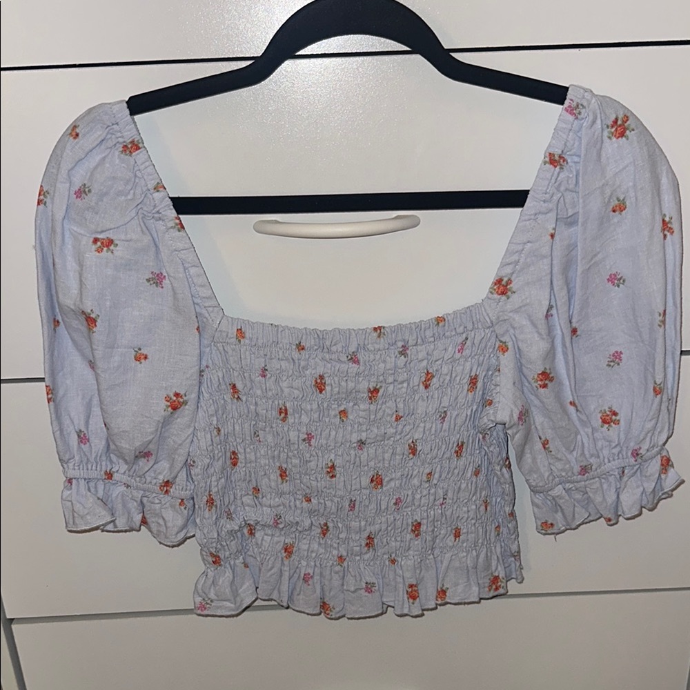 Altar’s State Floral Smocked Puff Sleeve Top